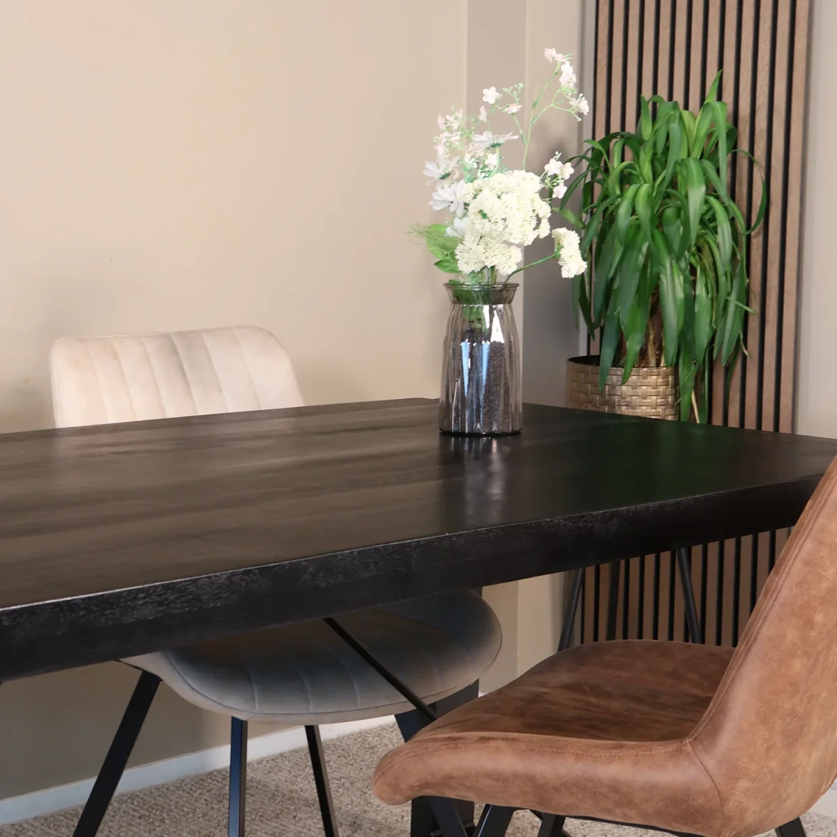 Eettafel Jonas rechthoekig 160cm zwart mangohout - Afbeelding 8