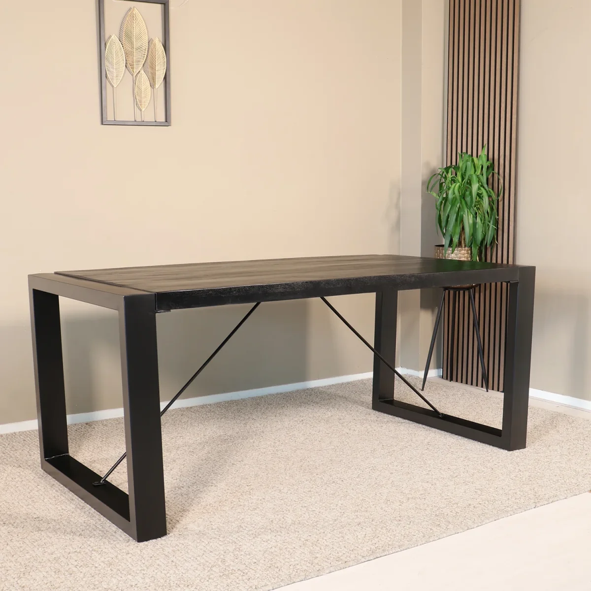 Eettafel Jonas rechthoekig 160cm zwart mangohout - Afbeelding 3