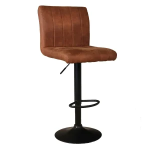 Barkruk cognac microvezel Anel met zwart onderstel
