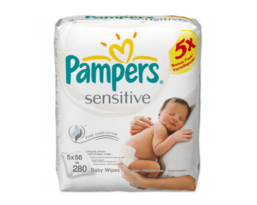 Pampers Sensitive Billendoekjes Voordeelverpakking / 5 x 56 stuks